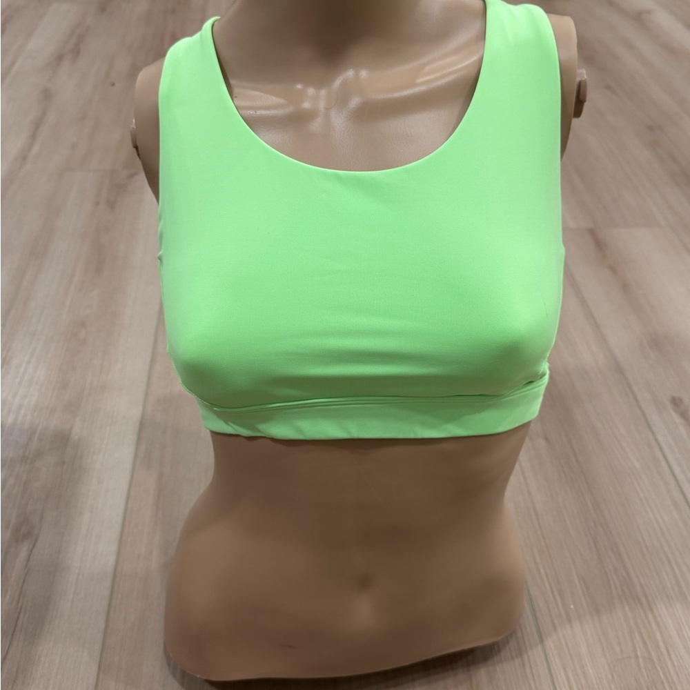 Athleta Neon Green Sports Bra Sz S Mesh Back Removable Pad Option